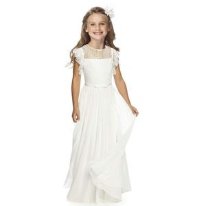 新款外贸欧美跨境童装儿童婚纱礼服女童蕾丝演出生日雪纺公主长裙