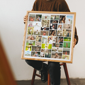 照片拼图相框来图定制结婚纱创意宫格摆台洗照片做成挂墙实木摆台