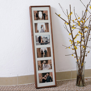长条实木相框6连结婚纱照片打印定制做成6寸diy多图宫格相框挂墙