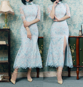 礼服影楼拍摄镂空时尚排花鱼尾收腰晚装透视装2021新款女1人付款178