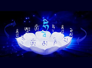装饰四臂观音根本咒心咒贴画种子字舍字观想图唐卡画相纸双面塑封