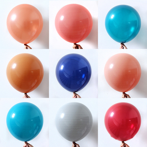 18寸复古色系圆形气球豆沙粉玫瑰金水鸭蓝水晶酒红乳胶汽球