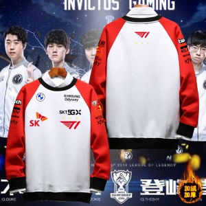 联盟游戏lol周边衣服skt战队队服faker同款学生潮流加绒套头卫衣