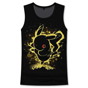 皮卡丘神奇宝贝小火龙卡比兽宠物小精灵宝可梦动漫周边男学生背心