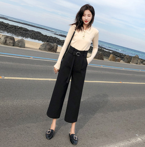 花苞裤女高腰阔腿荷叶边春装