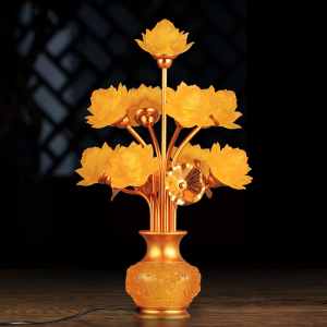 供佛莲花灯led长明灯插电佛台家用菩萨荷花灯寺庙大号花瓶灯佛灯