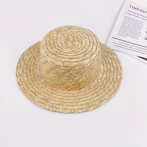 新款平顶男女夏季手工麦秆编织草帽度假海边沙滩网红防晒遮阳帽胚