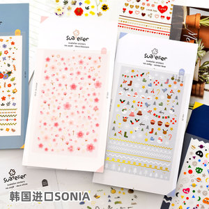 韩国Sonia烫金防水儿童美甲指甲贴纸樱花小图案ins手账装饰粘贴画