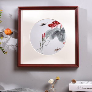 实木方形字画装裱相框架国画框宣纸卡纸333850装饰裱画框挂墙定制