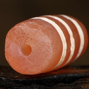 千年镶蚀红玉髓古珠玛瑙旁系天珠满朱砂【三线管珠】7.7-13.7mm