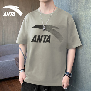 安踏短袖t恤男夏季2022新款大logo宽松运动体恤纯棉t半袖官网旗舰