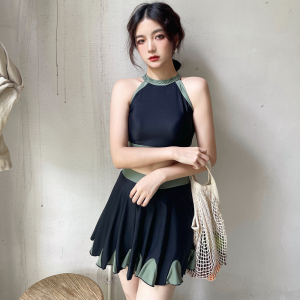 泳衣女高腰分体撞色