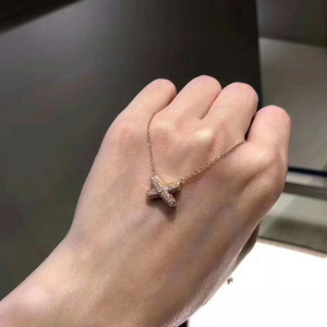 00居翠柏仑淘宝chaumet尚美巴黎liens结缘交叉x项链18k玫瑰金白贝母