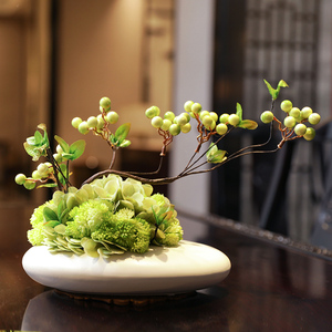 新中式仿真花艺绣球浆果摆件样板房茶室茶几餐桌面售楼处软装饰品