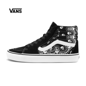 vans范斯官方 黑色骷髅腰果花男鞋女鞋sk8-hi高帮板鞋运动鞋