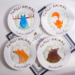 西餐盘陶瓷中式卡通牛排盘子平盘创意家用菜盘个性早餐碟子水果盘