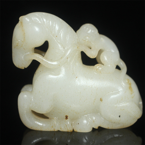 明清老玉器 古玩古董古玉和田玉马上封侯摆件 把件老物件精品收藏