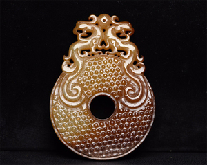 古玩古玉高古玉战汉和田玉双龙玉璧老物件老玉石古玩古董玉佩吊坠