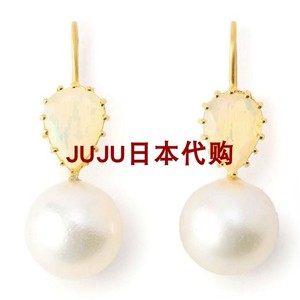 *日本代购耳环K18蛋白石南洋珍珠天然半贵珠宝高级限定8.28印度製