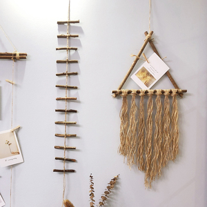 创意北欧照片墙手工编织流苏麻绳民宿墙面壁挂卧室门上装饰品挂饰
