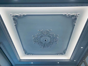 法式天花吊顶聚氨酯简易组合pu雕花灯盘仿石膏欧式吊顶弧形造型