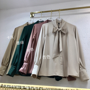 xiyuhan熙雨韩领口系带衬衫女2019春季新