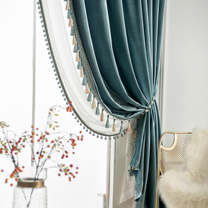 北欧轻奢现代美式客厅钻石丝绒水蓝色浅蓝窗帘天鹅绒遮光卧室定制