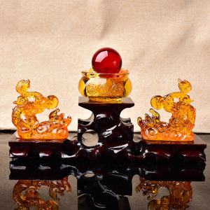 飞龙添贵琉璃摆件2021牛年属猴人吉祥物礼物客厅装饰品