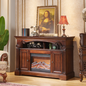 圣利纳美式复古火炉柜欧式仿古客厅家用取暖壁炉别墅装饰柜置物柜
