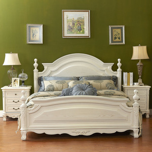 欧式床双人床公主床白田园美式实木床1.8米1.5轻奢法式床现代简约