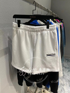 balenciaga/巴黎世家 22新款 刺绣波浪可乐 字母logo短裤裤子男女
