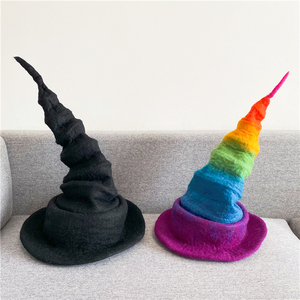 chicmiu工厂店尼泊尔手工羊毛毡 魔法帽巫师帽彩虹渐变亲子帽礼物