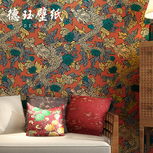 中式壁纸古典中国龙中国风龙图客厅背景墙饭店酒店餐厅墙纸国潮风