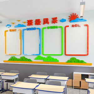 班级文化墙教室布置墙面装饰小学校园公告栏学习园地作品展示墙贴