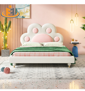 美式儿童房男孩女孩卡通可爱猫爪软包床头板榻榻米床靠背实木床屏