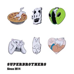超级巴打 ripndip pin 中指猫贱猫logo外星人公仔徽章胸针饰品