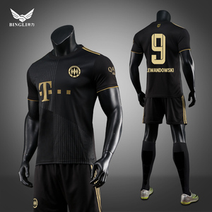 2122赛季力拜仁客场黑金25号穆勒足球服套装比赛训练队服男夏定制