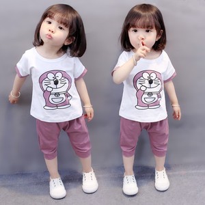 女宝宝夏装卡通短袖套装1-3岁套装女童时尚韩版0童装2小童4潮衣服