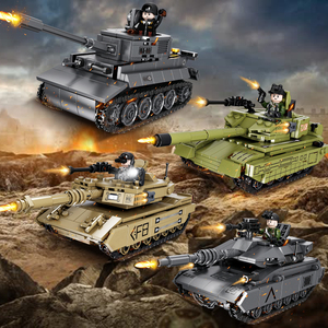 乐高积木虎式坦克导弹车二战中国军事警察益智小颗粒男孩拼装玩具