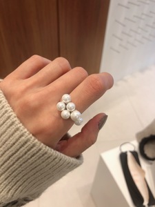 韩国东大门代购ouioui银饰 纯银珍珠葡萄开口戒指