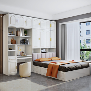 榻榻米床卧室衣柜一体现代简约小户型多功能储物床带书桌柜子组合