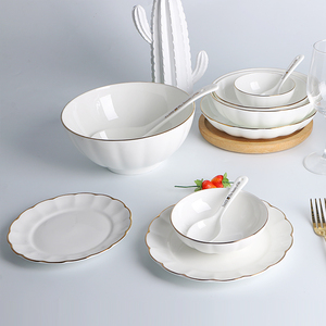 敏杨品味骨瓷餐具创意陶瓷色拉碗西餐盘平盘菜碟子家用 饭碗盘子
