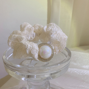 仙女莉莉安~ins白色蕾丝发圈气质扎头绳2022年新款丸子头发饰简约