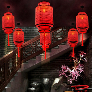仿古火锅店饭店羊皮吊灯茶楼餐厅过道走廊大厅中式灯笼红色网红灯
