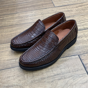 路卡迪龙男装新品四季款鳄鱼皮套脚低跟商务皮鞋一脚蹬 176191003