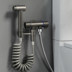 德国枪灰马桶清洗喷枪水龙头双控三通角阀厕所高压一进二出冲洗