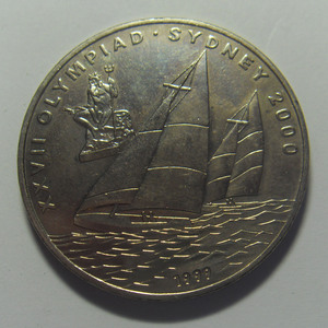 老挝 2000年 10基普 悉尼奥运会 - 帆船 纪念 大镍币,直径:38mm
