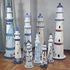 地中海木质灯塔摆件家居装饰品做旧木塔创意海洋风格主题摆设道具