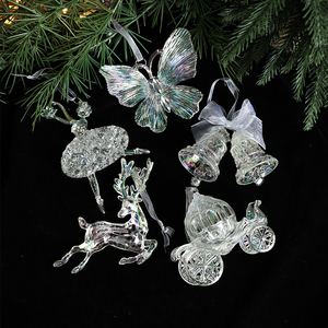 圣诞装饰品透明亚克力挂件铃铛蝴蝶塔形状吊饰圣诞树装饰场景布置