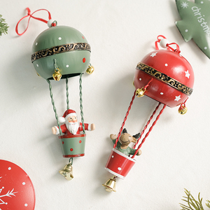 港恒圣诞装饰品北欧复古铁艺圣诞老人热气球圣诞树小吊饰挂件布置